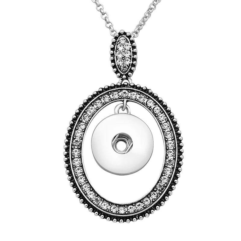 New triangle round Oval crystal snap pendant necklace fit 18mm snap buttons Wholesale XL0116 Gift DIY jewelry