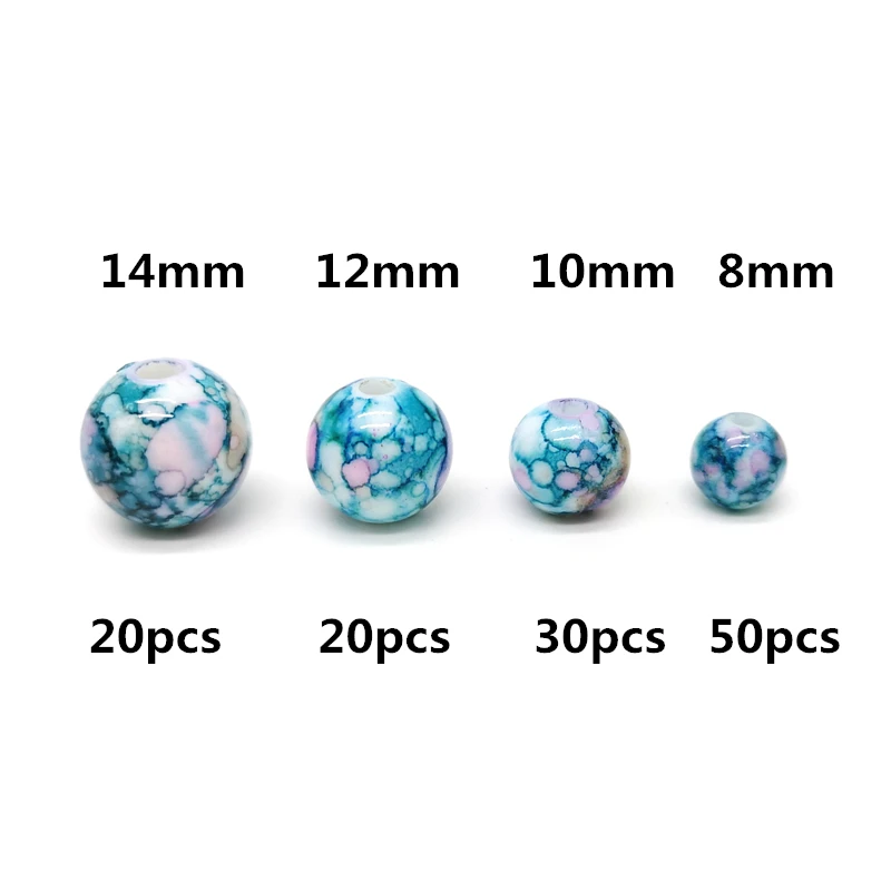 8mm-14mm Round Shape Beads Jewelry Making Acrylic Beads Multicolor Loose Bead Jewelry DIY Accessory #YKL15-27