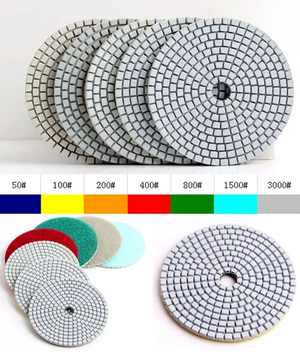 

100# Dry 4"(100mm) 2.5mm flexible dry polishing pads with stone and premium quality 4" dry polishing pads for granite