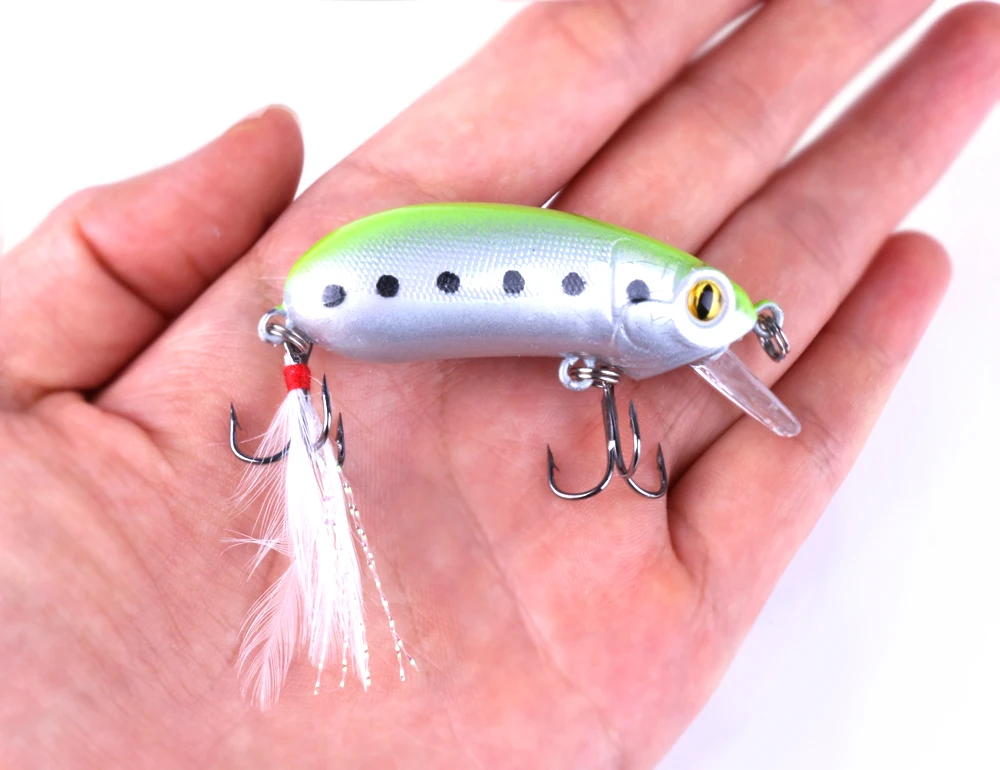 HENGJIA 5.9cm 10g Fishing Lures Crankbait Swimming Crank Baits Artificial Swimbait Wobblers Fish Tackle feather hook