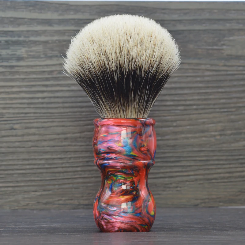 dscosmetic 24mm red galaxy fan shape two band badger hair knot shaving brush for man