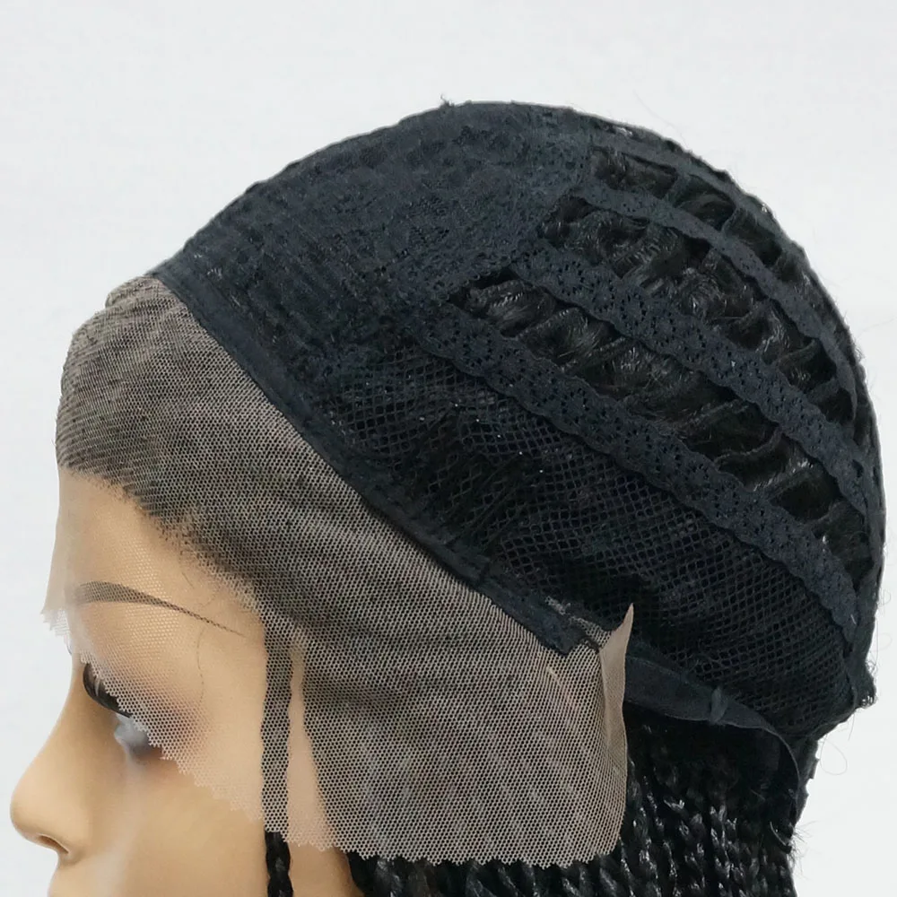 StrongBeauty Braided Box Braids Hair Synthetic Twisted Braid Lace Front Wigs Long Black African American Wig