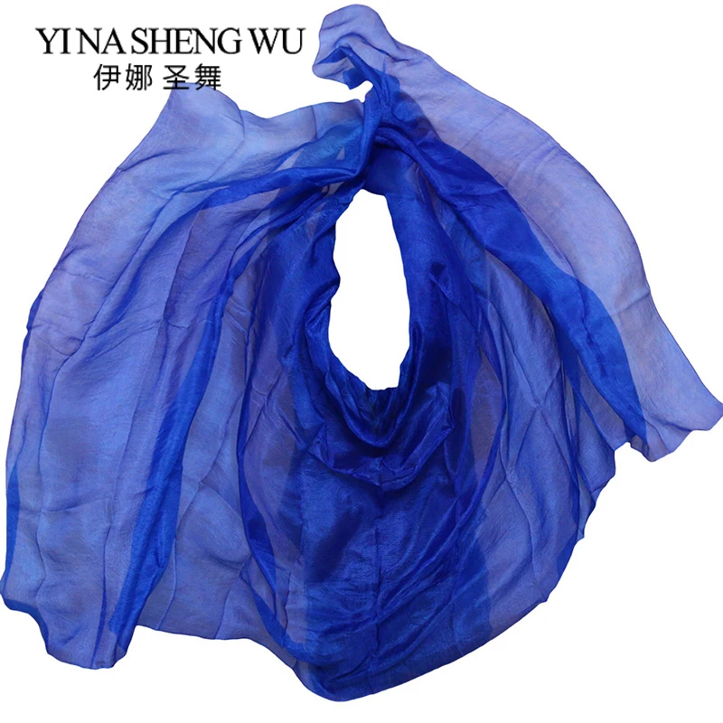 1pc Silk Belly Dance Veil Dance Veil Shawl Scarf Royal Blue Pure Color Belly Dance Practice Performance Silk Veil 250/270*114 cm