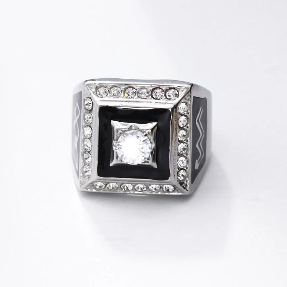 Men 316l Stainless Steel Ring Square Design Size 8/9/10/11 High Polish Steels Male Titanium Jewlery for Man