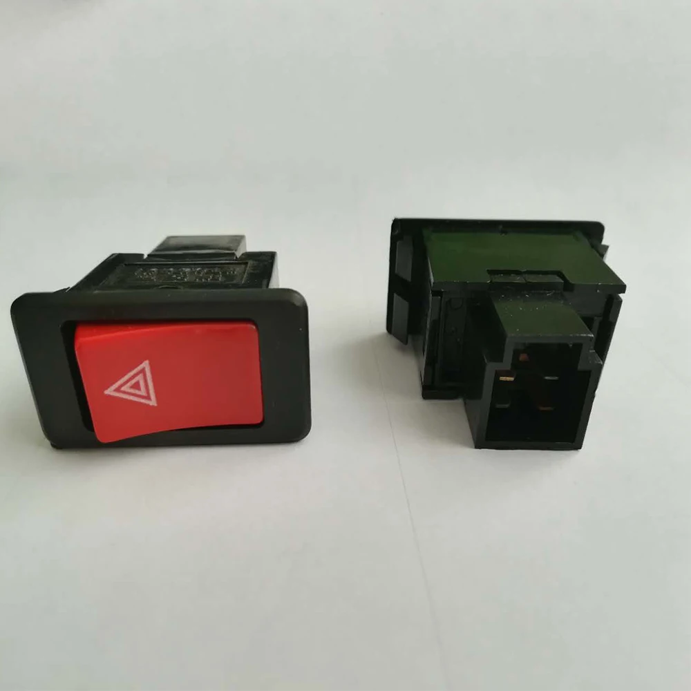 Alarm Switch+Horn Switch 4 Pins Rocker Switch 39x23x39MM for Car Modification, Socket optional