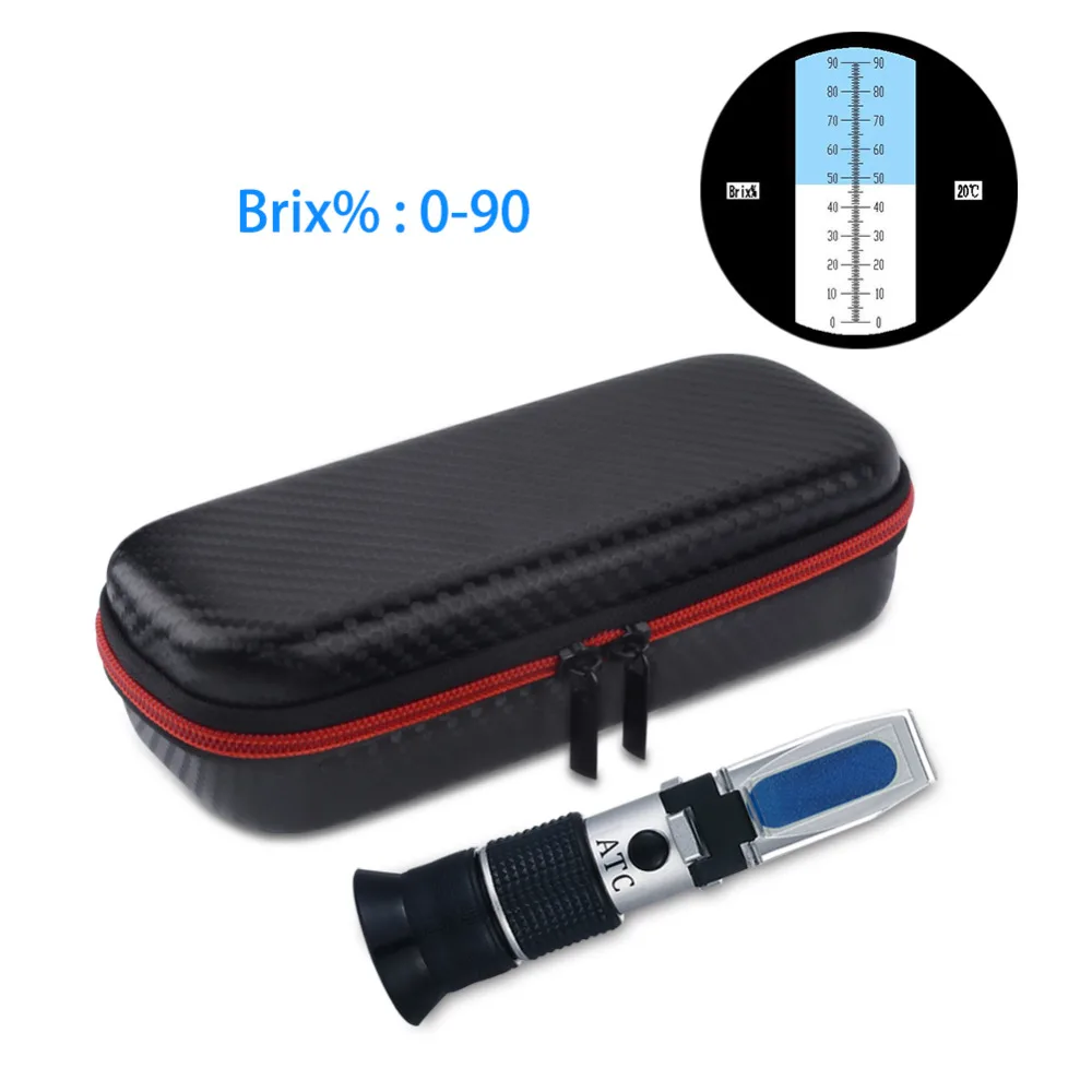 Yieryi New Shockproof Packaging Box 0~90% Brix Honey Sugar / Syrup Concentration Refractometer Handheld Optical Sugar Meter