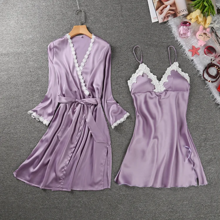 yomrzl  A392 New arrival spring summer and autumn women's robe set long sleeve robe comfortable sleepwear indoor clothes