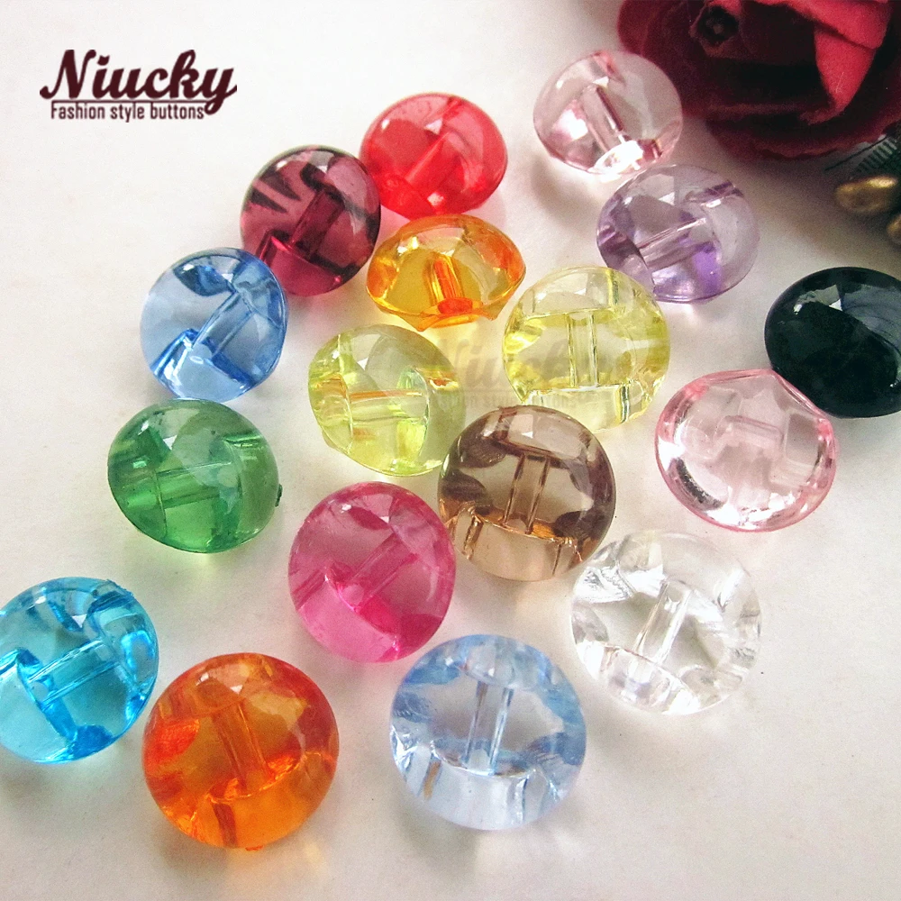 Niucky 12mm Colorful Transparent Half Ball Acrylic Buttons for Sewing Crystal Acrylic Ball Decorative Button Supplies A0301-003