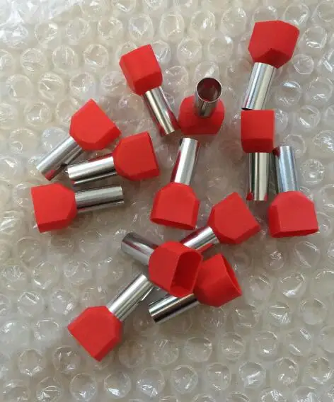 200pcs TE1508 TE1512 2x1.5mm2 Double tube line nose needle shape Insulated Bootlace Ferrule Terminal