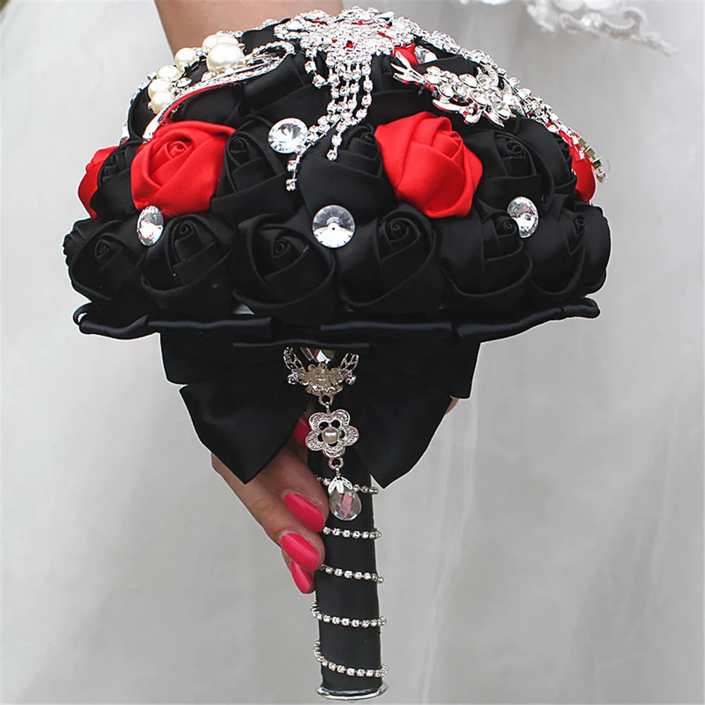 WifeLai-A Luxury Silk Diamond Brooch Bridal Bouquets Tassel Full Diamond Bride Wedding Bouquet Decoration W2285-1