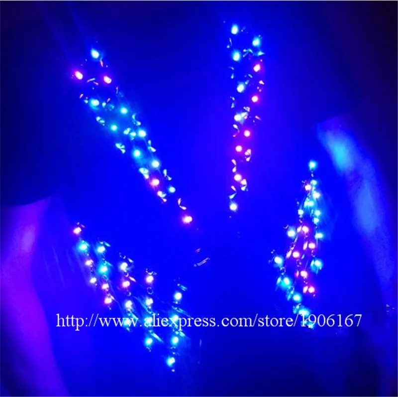 Colorful Led Luminous Vest Ballroom Costume With Red Laserman Show Glasses Stage Performance DJ Singer Dancer Clothes Host Suit