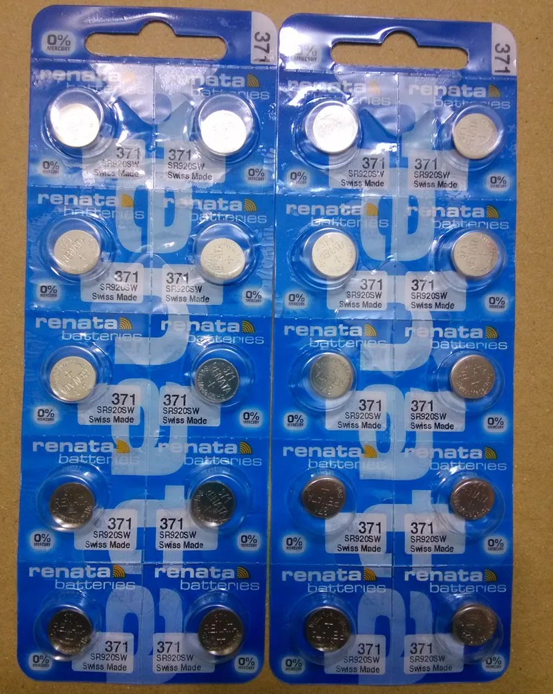 100Xrenata Silver Oxide Watch Battery 371 SR920SW 920 1.55V 100% original brand renata 371 renata 920 battery