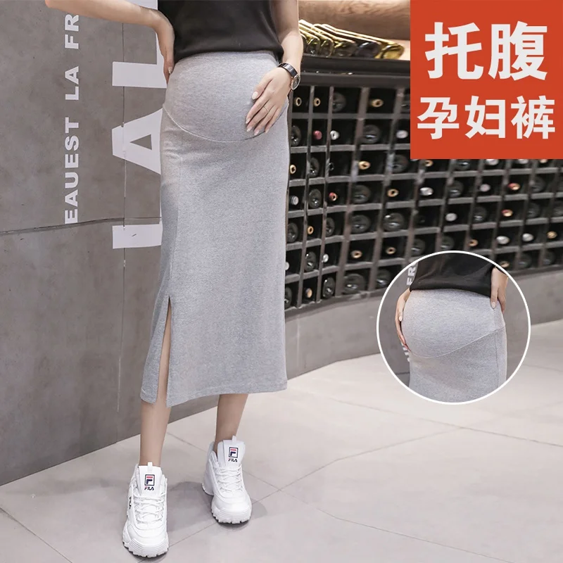 Maternity wear summer 2019 new skirt tide mom fashion long knit split fork bag hip skirt pregnancy skirt