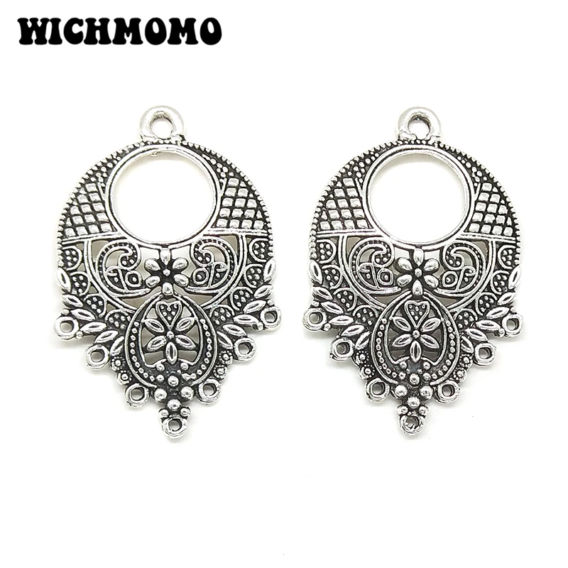2025 New 43*29mm 4pieces/bag Retro Zinc Alloy Crescent-shaped Connectors Linker with Groove Diy Jewelry Earring Accessories