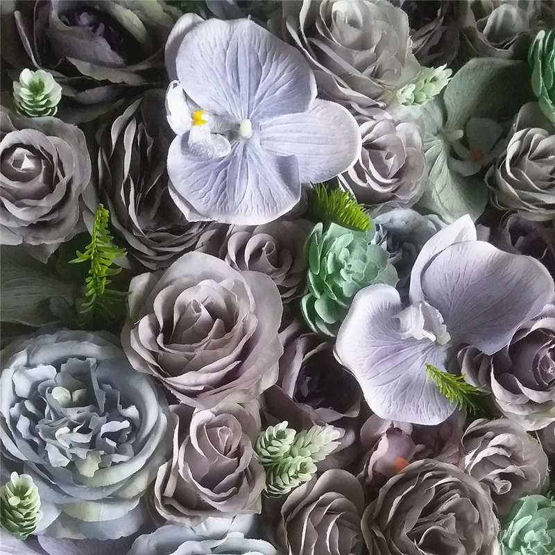 

SPR GRAY 3D rose peony flower wall with Succulent plants wedding party events backdrop table runner artificial flower