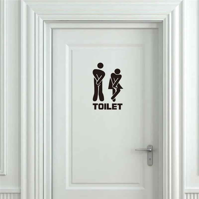 WC Toilet Entrance Sign Door Stickers For Public Place Home Decoration Creative Pattern Wall Decals Diy Funny Vinyl Mural Art