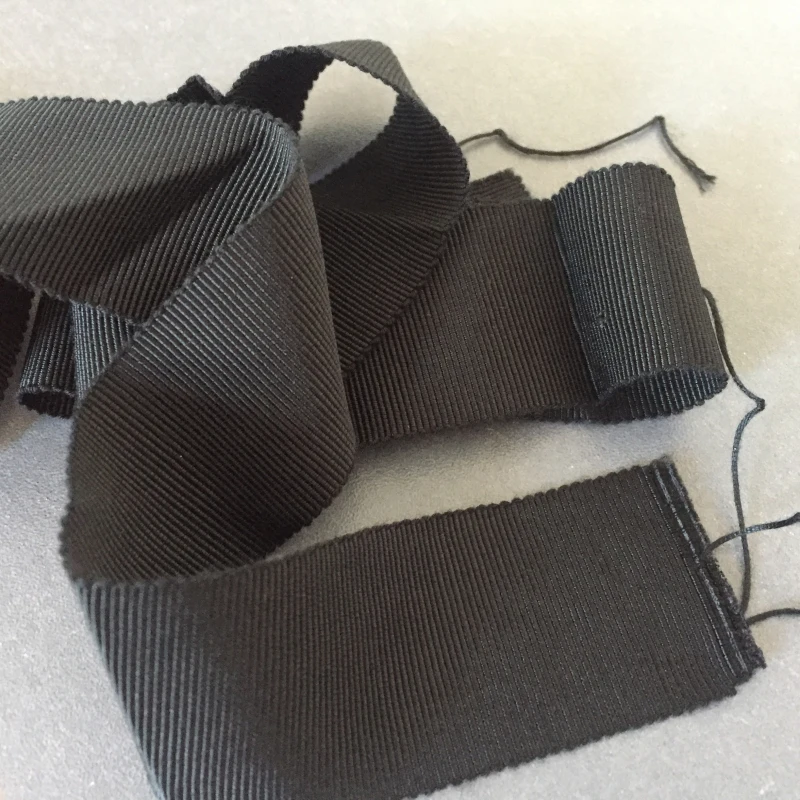 3.2cm Width Black  soft cotton matte smooth wavy border horizontal grain ribbon ribbon ribbon with side band