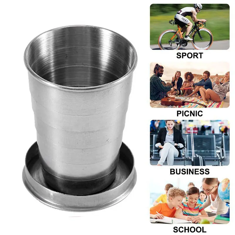 Mini Stainless Steel Wine Glasses Portable Outdoor Camping Picnic Travel Folding Collapsible Metal Drinking Cups Telescopic Mug