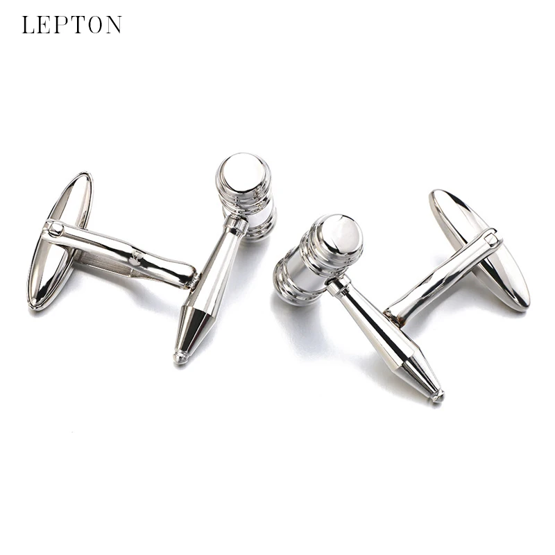 Lepton Judge Hamm cufflinks For Mens stainless steel lawyer hammer style cuff links male Business French shirt cuffs cufflink