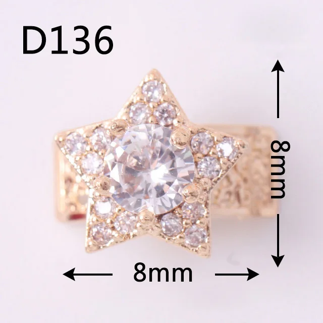 5pcs/lot gold/silver/red 3d Star zircon drill alloy Nail Art Decorations luxury metal Nails art accessories Charms Jewelry