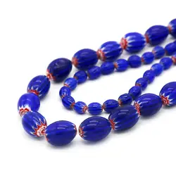 Bracelet for Women Whosale and Retail Royal Blue Color Oval Millefiori Lampwork Beads  DIY Bracelet & Necklace Jewelry Beads