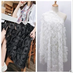 Chiffon Eye Flower Fabric Peacock Feather Cut Tassel Clothing Handmade DIY Fashion Fabrics