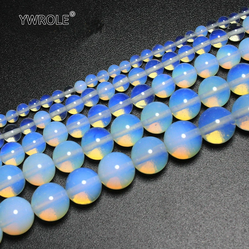 DIY Round Opal Natural Stone Round Beads For Jewelry Making DIY Necklace Bracelet  Material 4 6 8 10 12 mm Strand 15''