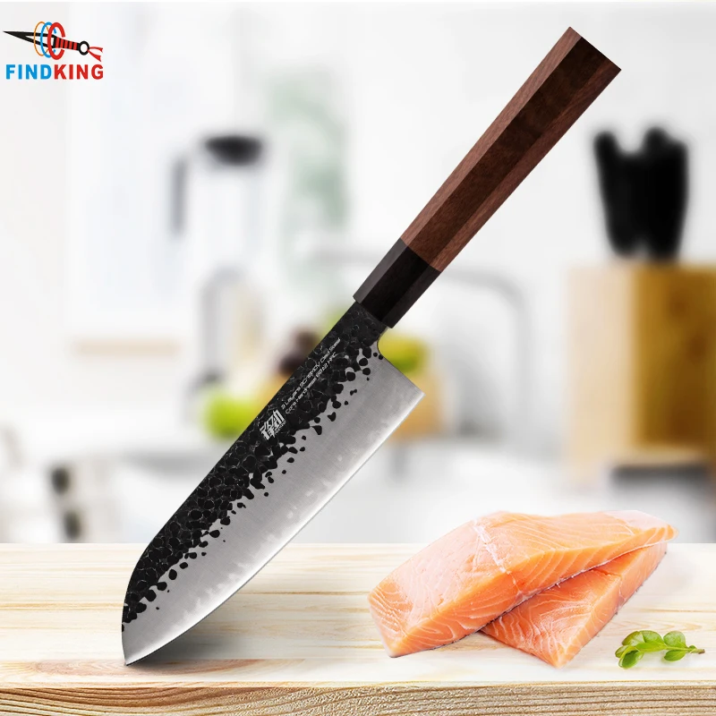 

FINDKING 7 inch Chef Stainless steel Knives Clad Steel Japanese Professional Octagonal Handle Sushi Knife Kitchen Santoku knife