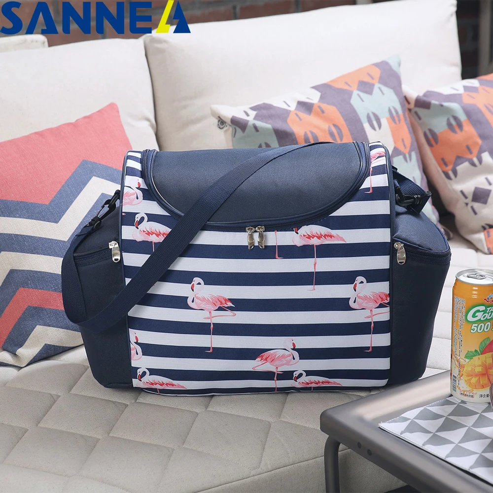 SANNE 33L Large Capacity Thermal Lunch Bag Picnic for Family Flamingo Fashion Portable Multifunction Waterproof Cooler Bag