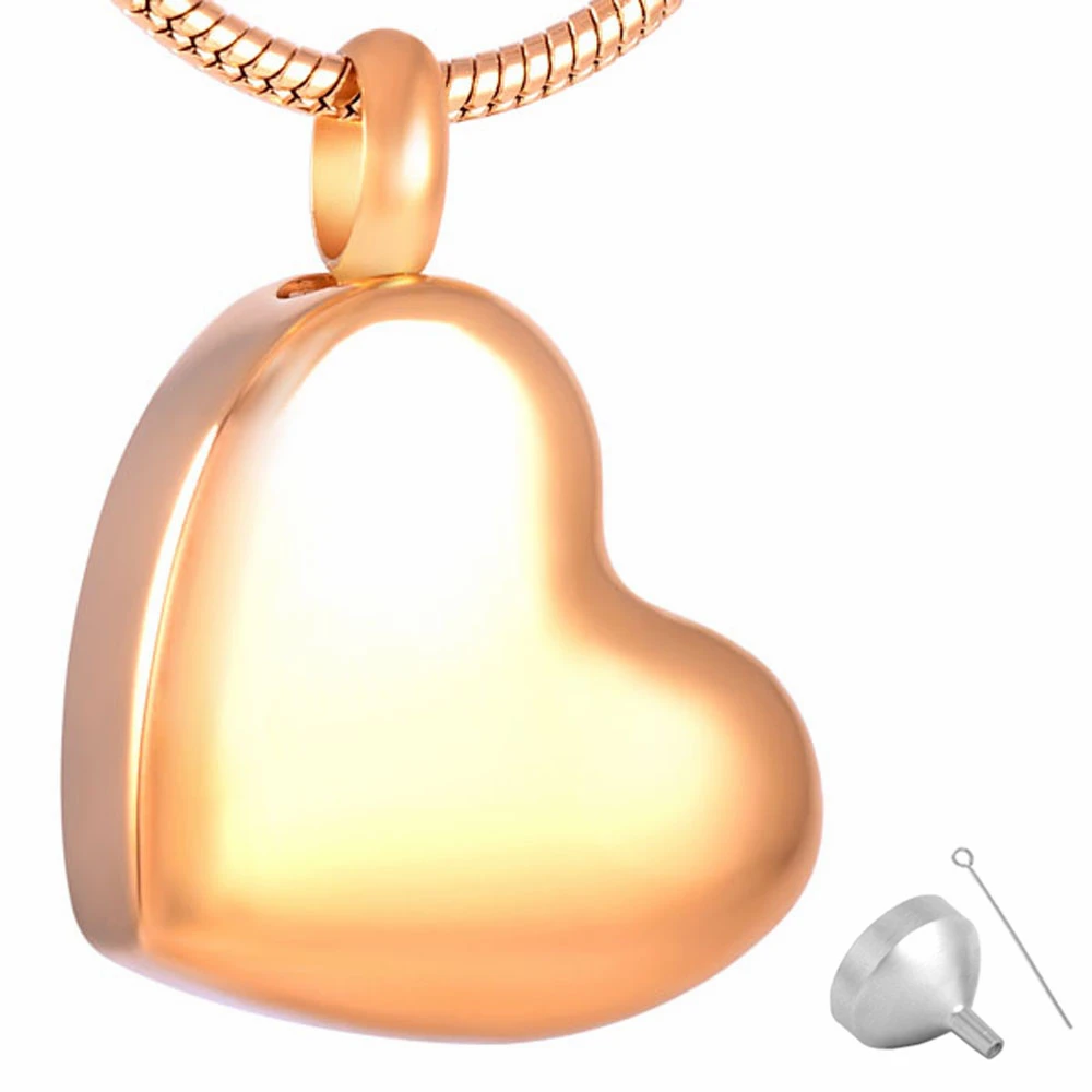 8405	 Shiny Stainless Steel Pendant Cremation Necklace 24K