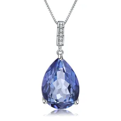 GEM'S BALLET 10.68Ct Natural Iolite Blue Mystic Quartz Water Drop Pendant Necklace 925 Sterling Silver Fine Jewelry for Women