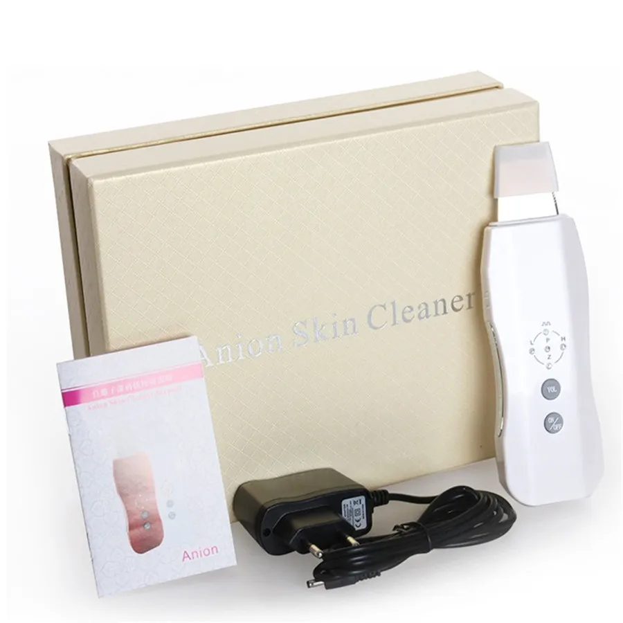 Rechargeable Portable Ultrasonic Skin Scrubber Ion Beauty Machine Peel Facial Spa Salon Equipment For Men Or Female with box