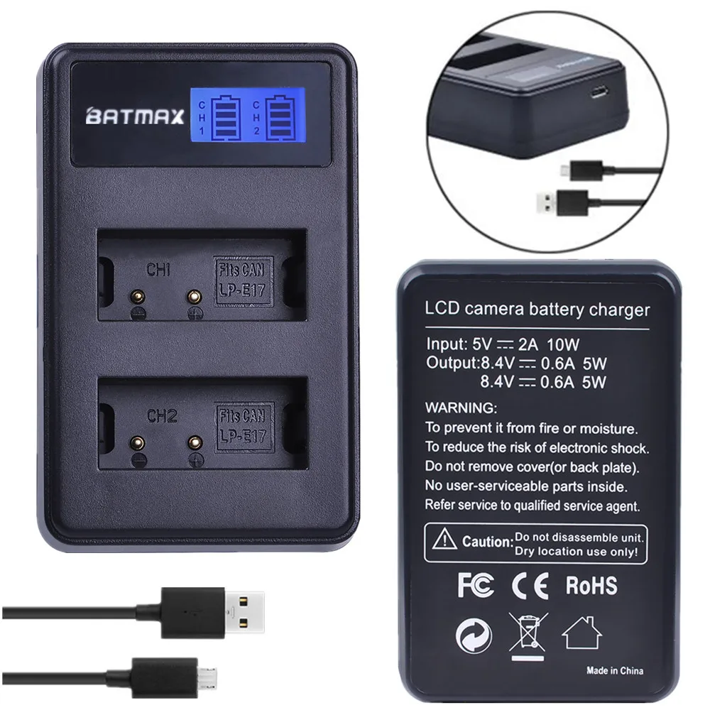 

LP-E17 LPE17 LP E17 LCD Display USB Battery Charger for Canon T6i 750D T6s 200D 760D M3 8000D Kissx8i