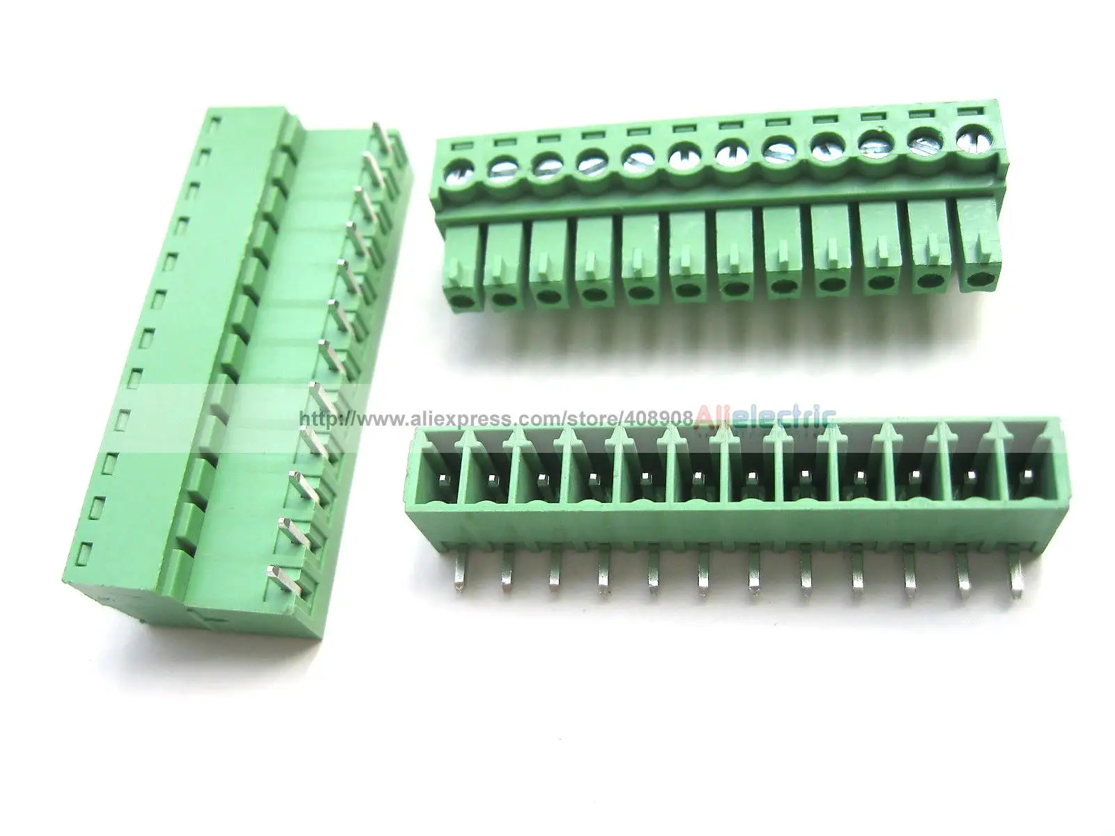 30 Pcs Screw Terminal Block Connector 3.5mm Angle 12 Pin Green Pluggable Type