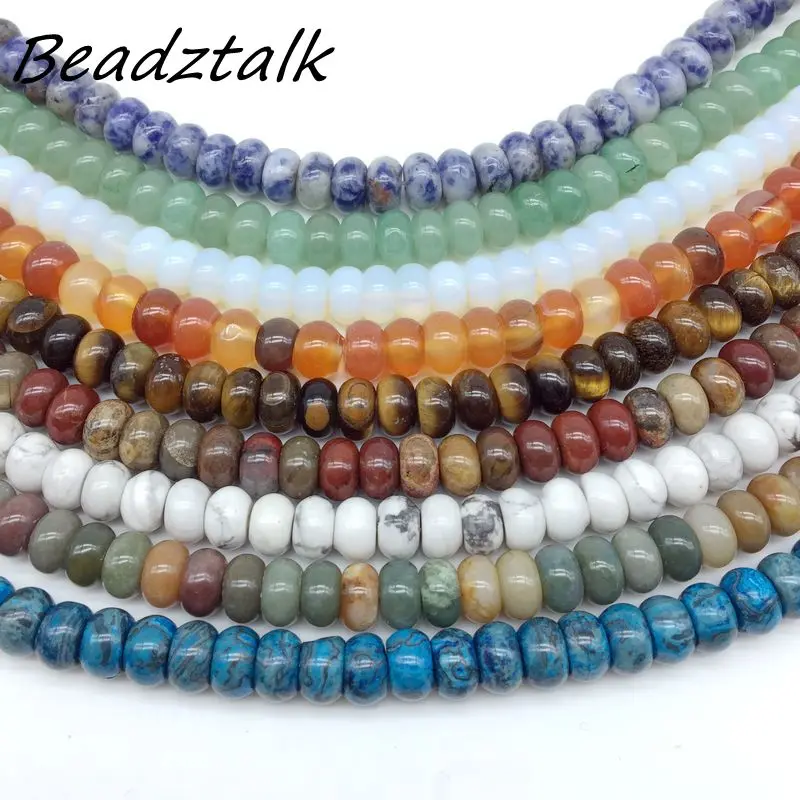 

Fashion Colorful Stone Beads Rondelle Wheel 8 mm Round Abacus DIY Jewelry Making Earrings Howlite Crystal Opal Onyx etc