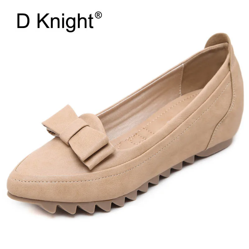 

Ladies Casual Slip-on Height Increasing Wedges Shoes Fashion Bow Pointed Toe Slip-on Women Wedges High Heels Shoes Woman Loafers