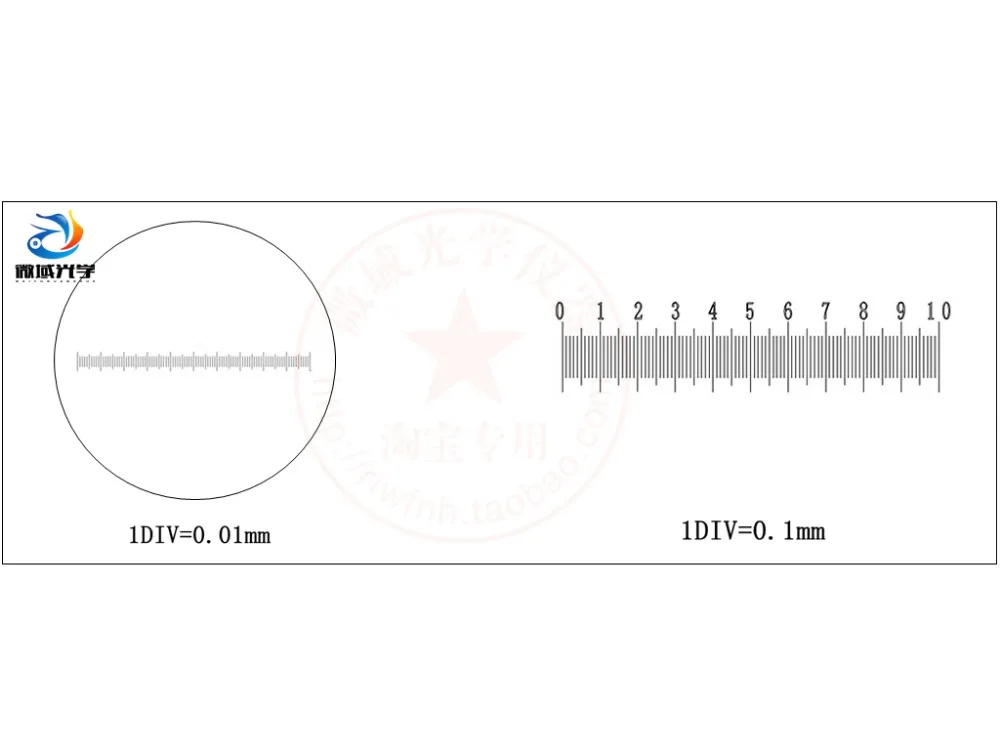 0.1mm 0.01mm etapie mikroskopu soczewka obiektywu mikrometr przeźrocze szklane siatka szkło pomiarowe mikrometr kalibracji linijki