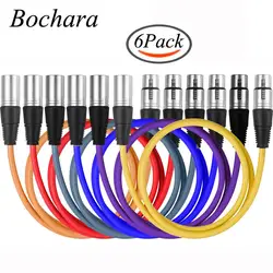 Bochara Colourful XLR Cable Male to Female OFC Copper Dual Shielded For Mic Mixer Amplifier Stage light 6pcs Pack