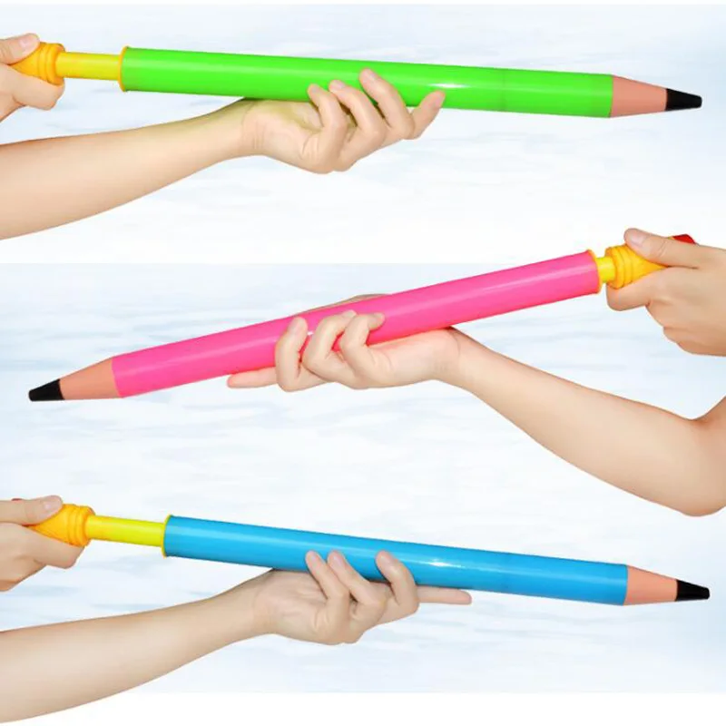 44CM Summer Swimming Plastic Pencil Pull Pull Water Gun Children Pistol Beach Outdoor Shooting Toys Children Spray Water Toys