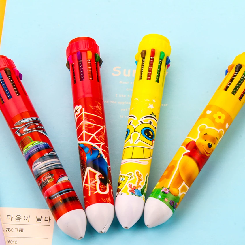 Mixed color 1pc Ballpoint Pen Ten Color Refill Cartoon Pen Primary School Students Writing Painting Color Pen Office Stationery