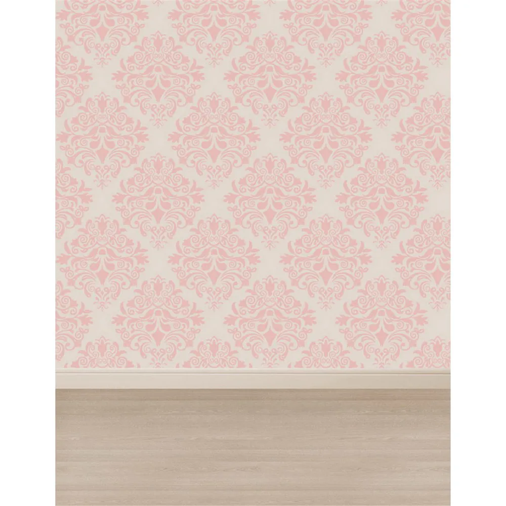 Light Pink Damask Wall Photography Backdrops Baby Newborn Photoshoot Props Children Photo Studio Portrait Backgrounds Wood Floor