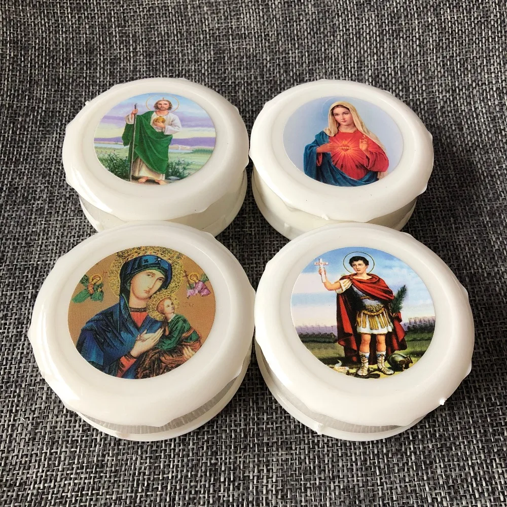 free ship 100pcs/ctn white plastic rosary box,round gift box with Catholic icons for 7mm bead rosary