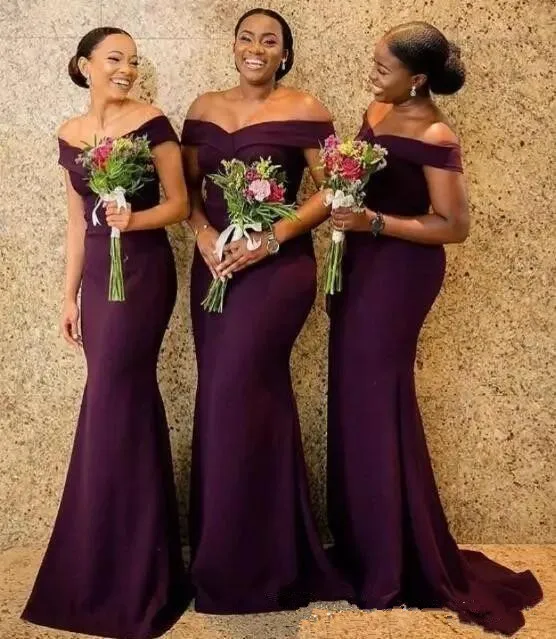 

South African Bridesmaid Dresses For Women Mermaid Off The Shoulder Purple Long Cheap Under 50 Wedding Party Dresses