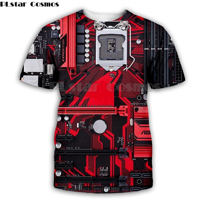 PLstar Cosmos Electronic chip Hip Hop tshirt Men 3d Full print t-shirts  Summer short sleeve tee Harajuku Punk Styl Women/Unisex