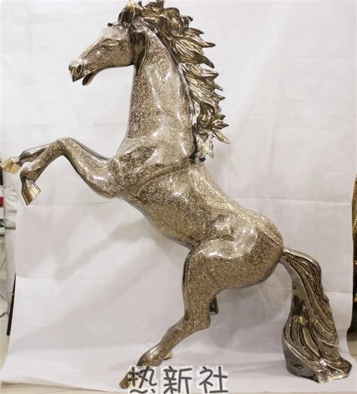 Pakistan fine carved animal 1 meters bronze color horse hand imported handmade art ball on the horse