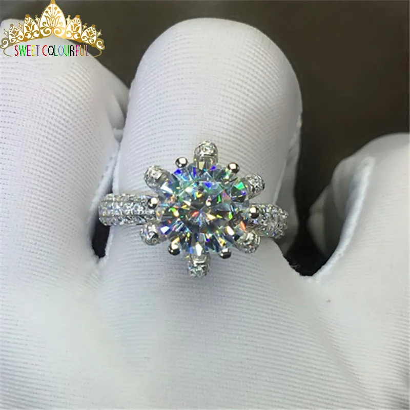 100%  18K 750Au Gold  Moissanite  Diamond Ring  D color VVS  With national certificate MO-00103