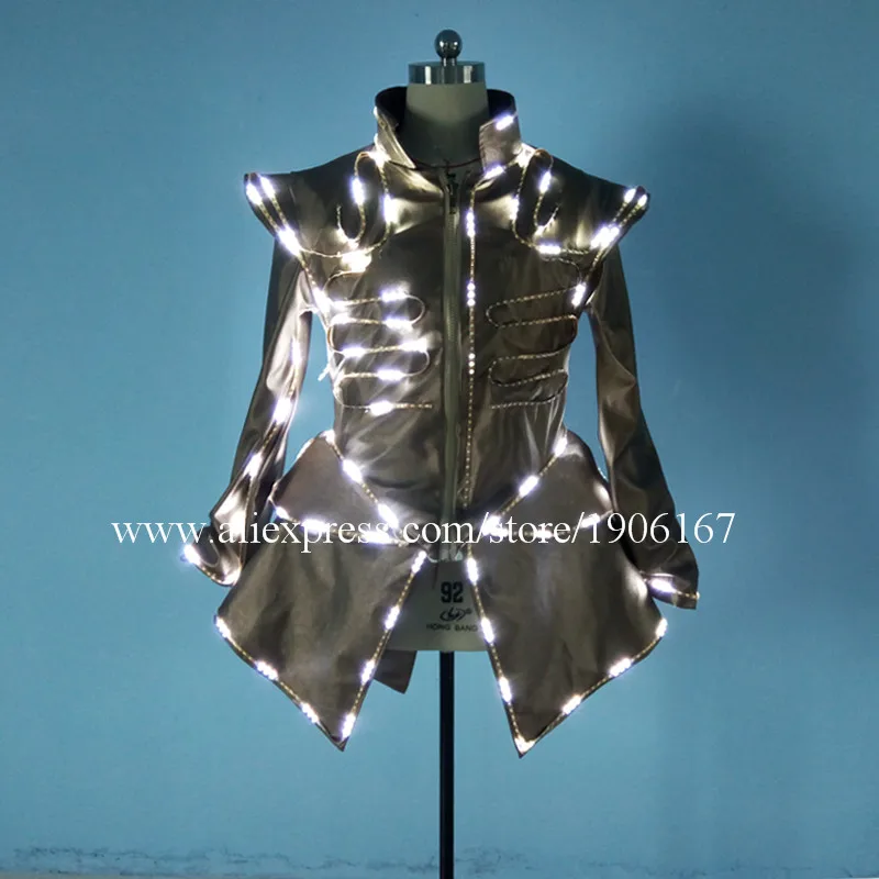 Robe de Soirée Sexy à LED pour Femme, Costume de Salle de Bal pour DJ, Chanteur et Danseuse