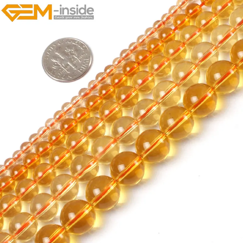 

Yellow Citrines Clear Crystal Quartzs Round Shape Loose Bead For Jewelry Making Beads DIY Bracelet Necklace15" Wholesale