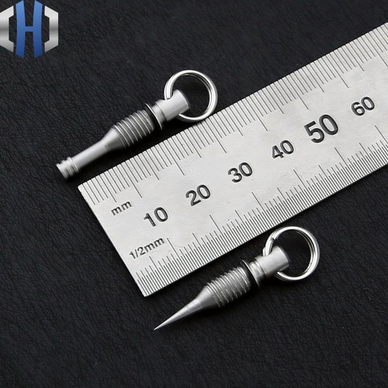 Titanium Mines Knife Beads V Pendants Ear Spoon Fruit Sign Outdoor Travel Portable Toothpick Hang Buckle