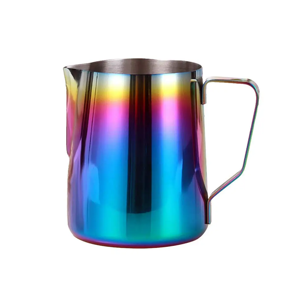 Leeseph Milk Frothing Pitcher Jug for Latte Art, Rainbow Color Stainless Steel Espresso Creamer Frothing Cup, 350 or 600ml